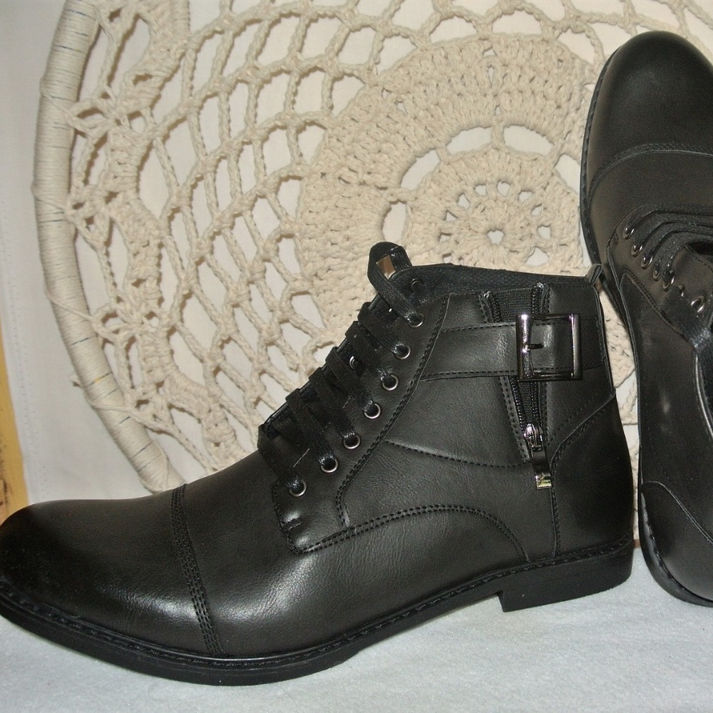 NEW Marco Vitale Men's Black Combat Boots 11 NEW